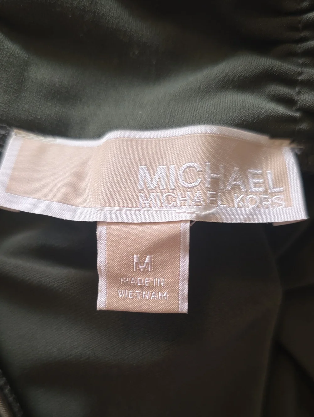 Michael Kors Olive Green Sleeveless Ruched Midi Dress